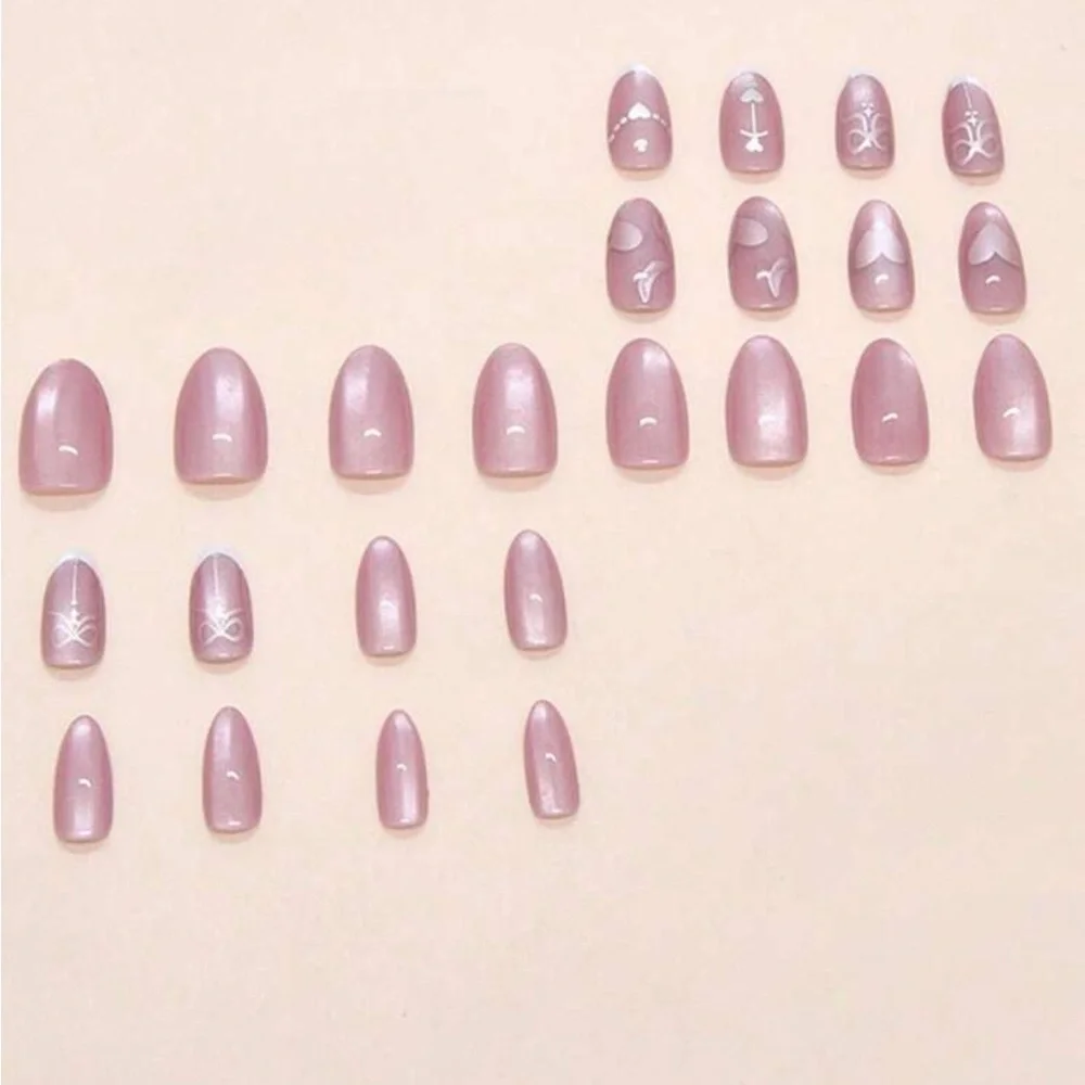 Pink and White Press On Nails NWT